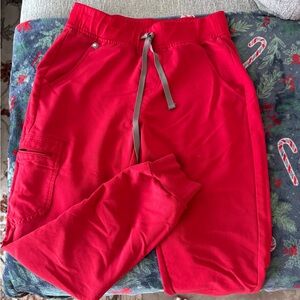 Figs scrub bottoms neon red